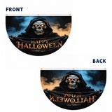 Halloween Flags Outdoor Bunting Fan Flag Happy Halloween Bunting Flag Ghost Pumpkin Half Fan Banner Decoration for Holiday Indoor Outdoor Yard Decoration, (2Pcs) 1.5 x 3 ft