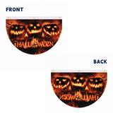 Halloween Flags Outdoor Bunting Fan Flag Happy Halloween Bunting Flag Ghost Pumpkin Half Fan Banner Decoration for Holiday Indoor Outdoor Yard Decoration, (2Pcs) 1.5 x 3 ft