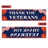 Veterans Day Flag 1.5x 6.5Ft Larger Thank You Veteran Flag Outdoor Banner Outdoor Hanging Decoration Memorial Day, Fourth of July, Veterans Day Patriotic Decorative Flag with Brass Grommets