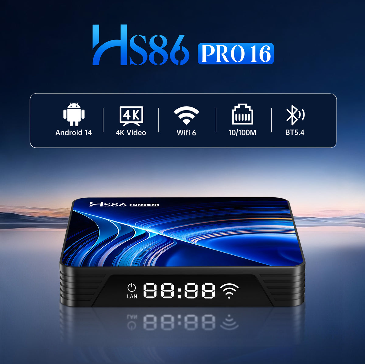 Android 14 Smart TV Box, Amlogic S905Y5 Quad‑Core Cortex‑A55, 2GB/4GB RAM 16GB/32GB/64GB ROM, Dual‑Band WiFi BT5.4, HDMI2.1b 4K@60fps Streaming Set‑Top Box with IR Voice Remote